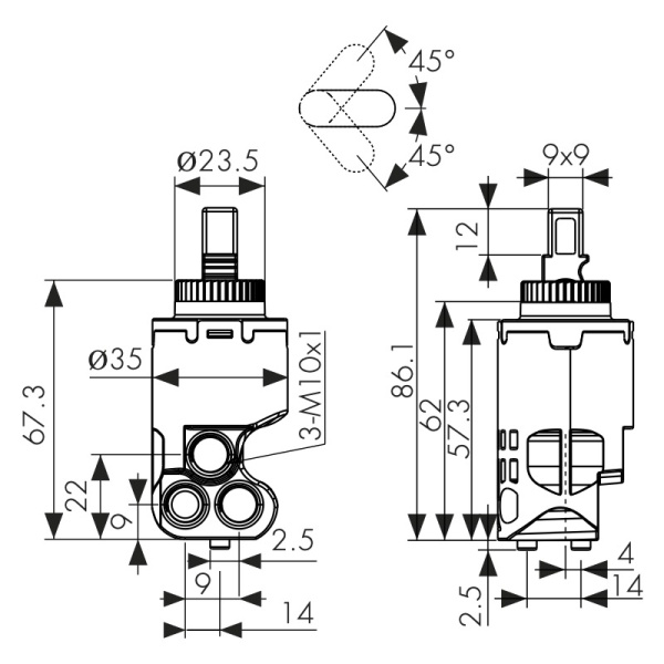 6206 Картридж KAISER Ø35 для смесителей серии 22144